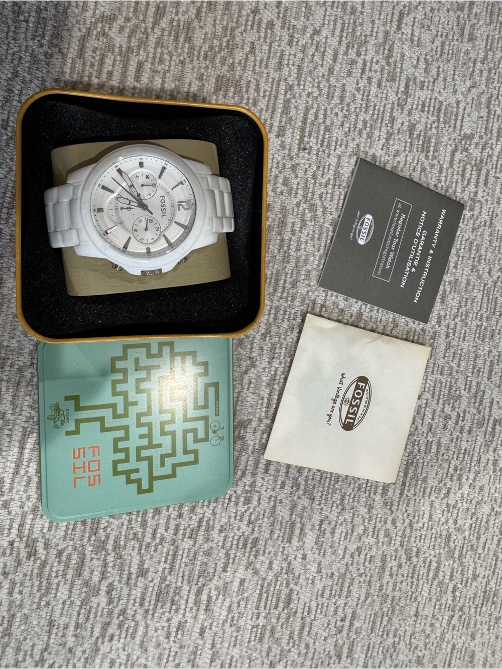 Fossil White Ceramic Chronograph Bracelet Watch - Picture 2 of 3